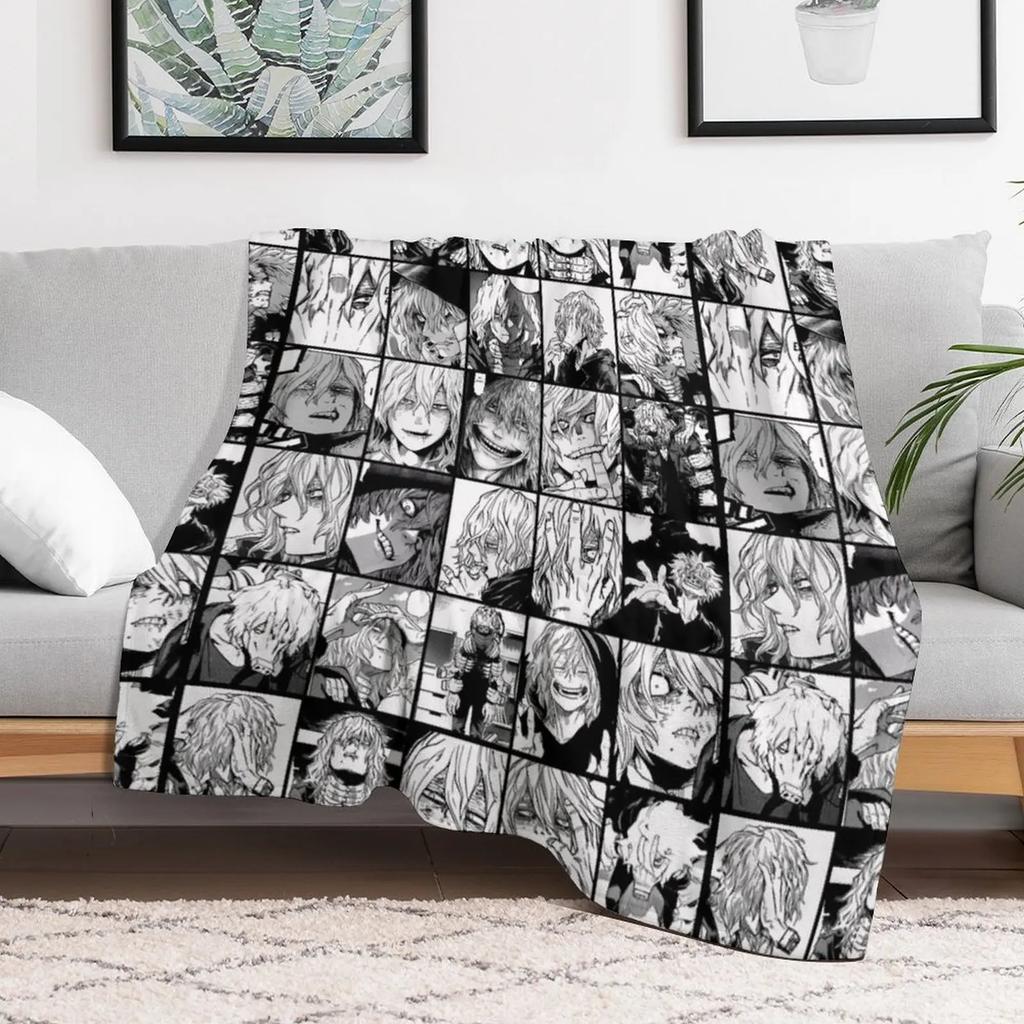 Shigaraki Collage Black and White Version Throw Blanket Cozy Napping Blanket Gift for Mom Dad