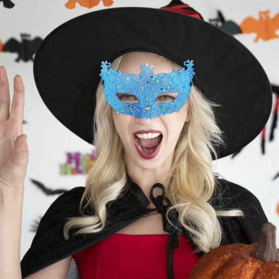 Masque Non-fading Fall Resistant Anti-Scratch Lace Up Half-face Decoration Fox Sequins Hollow Out Cosplay Masque Stage Accessory