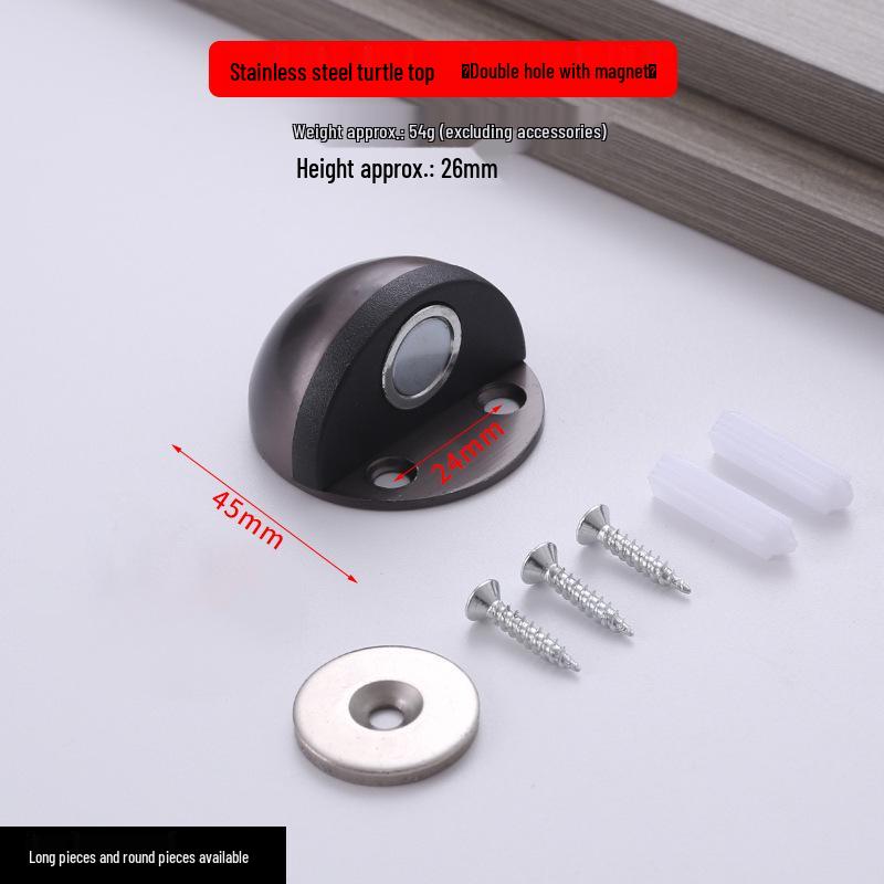 Stainless Steel No-Drill Magnetic Door Stopper with Anti-Collision Rubber