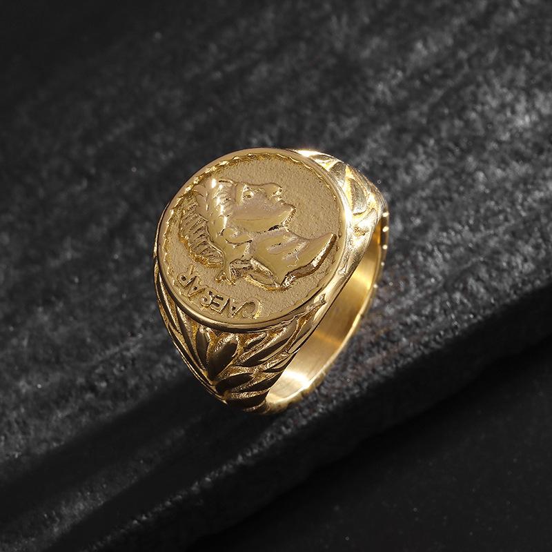 Wind Ring Roman Empire Caesar Ring Ring Retro Coin Caesar Head Trendy Hand Ornament