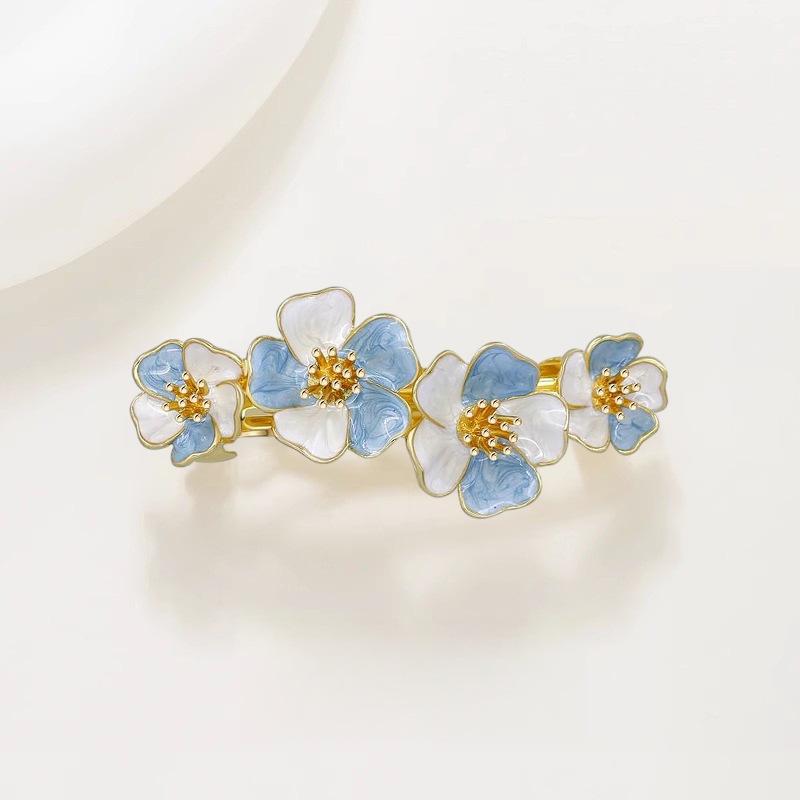 Exquisite Design Sense Flower Vertical Hair Clip, Women's Flower One-line Clip, Elegant Hair Clip At The Back of The Head