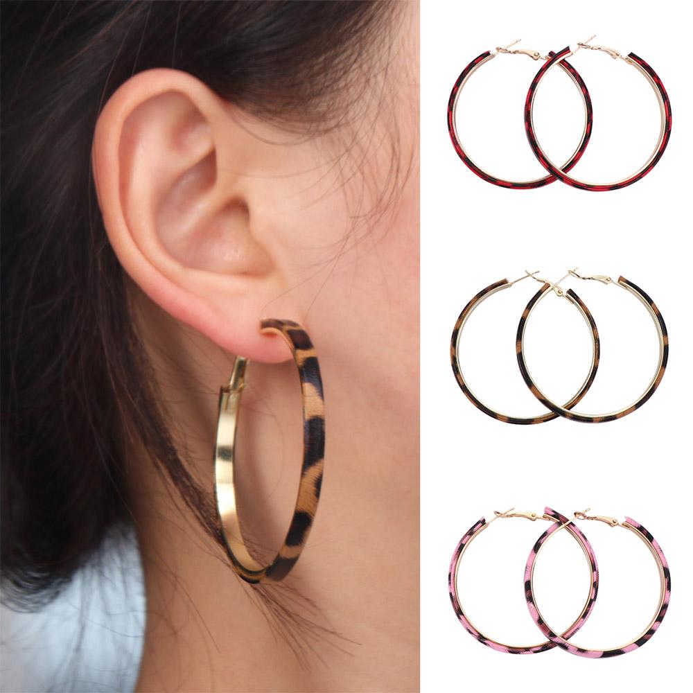 Circle Leopard Hoop Earrings Round Women's Jewelry New Resin Hoop Earrings  Party