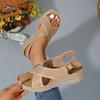 Large size spring 22 European and American sandals wedge heel breathable Velcro thick sole hollow sandals