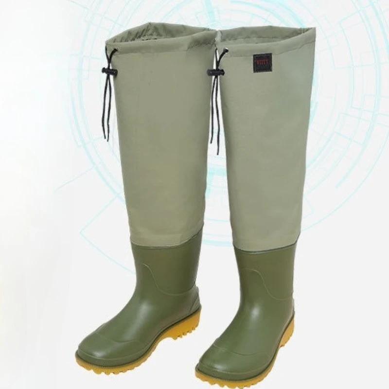 Bottes de Pluie Homme à Petit Talon Haut Printemps Automne Agriculture Jour de Pluie Imperméables et Antidérapantes Bottes Caoutchouc Bout Large Chaussures Homme Neuves Originales