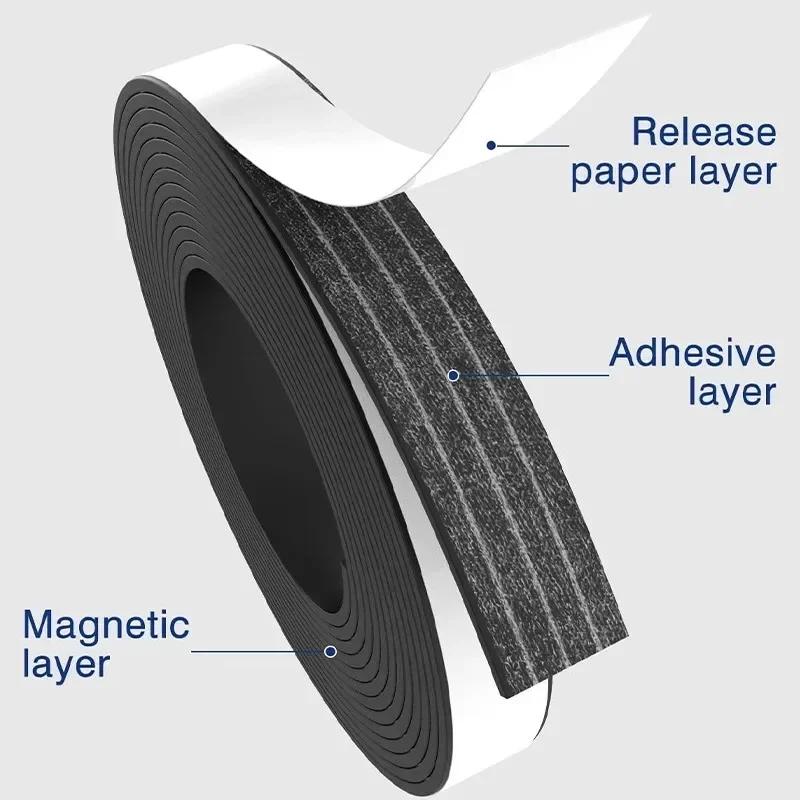 Self Adhesive Magnetic Tape Cuttable Rubber Magnetic Strip for Fridge Wall DIY Photo Poster Fixing Tape Home Office Storage Tool