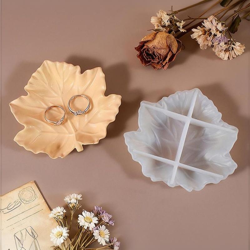 3D Leaf Ash Tray Resin Mold Silicone Tray Resin Casting Mold Jewelry Container Art For Diy Resin Coasters Cup Mats