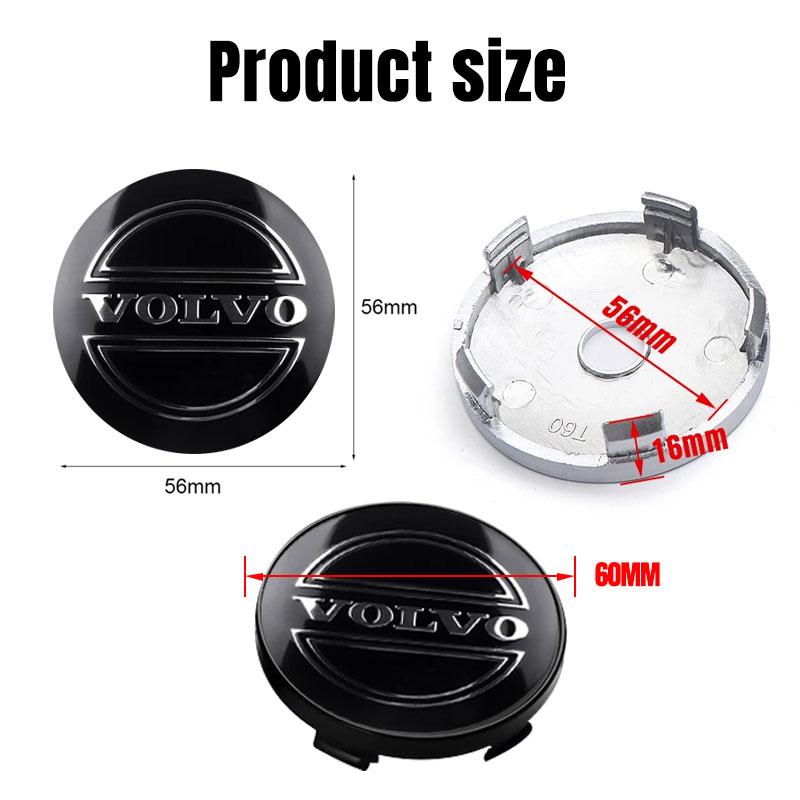 4 pezzi 56/60mm Adesivi Coprimozzo Ruota Auto per Volvo Rdesign AWD C30 C70 S40 S60 S70 S80 S90 V40 V50 V60 V70