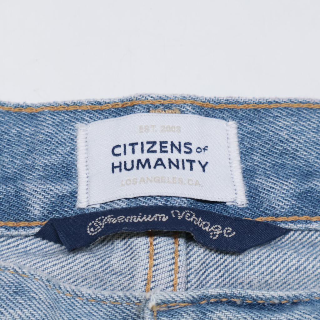 Citizens of humanity 2053B-3041 AYLA Blue Cotton Baggy Cuff Crop Denim Pants Bottoms 27 blueUsed
