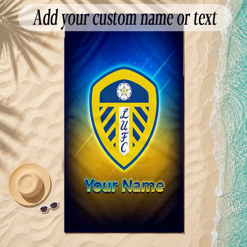 Beach TowelLeeds United Custom Name Text Personalized Soft Towel for Beach Pool Indoor Home Decor Gift