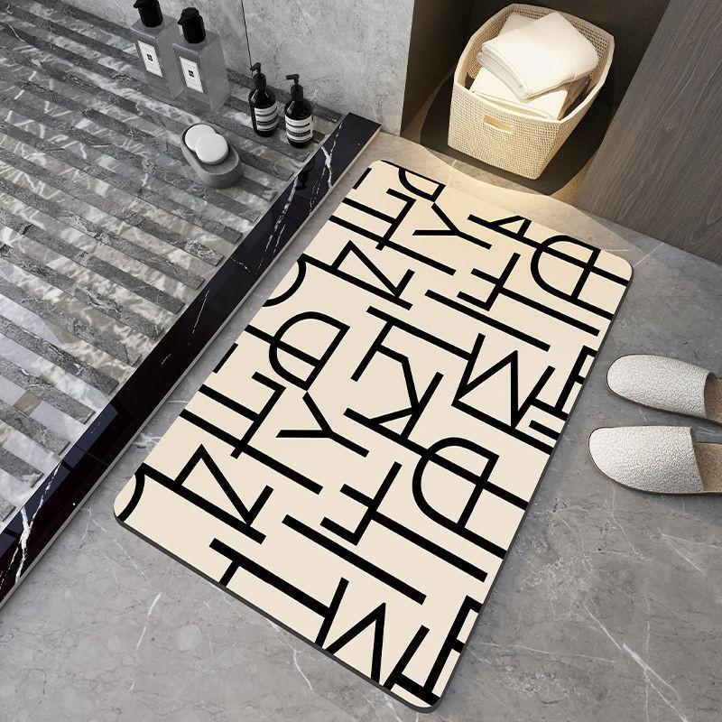 Modern Minimalist Diatomaceous Earth Bath Mat Non-Slip Absorbent Floor Bathroom Shower Area