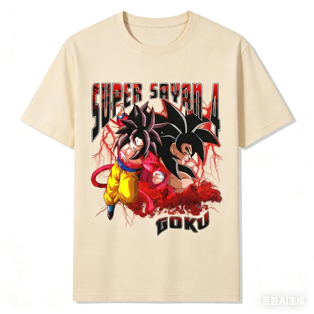 2026 New Hot Summer 2026 Dragon Ball GT Oversized T-shirt High Quality Goku Super Saiyan 4 Print Unisex Retro Casual Gym Tee