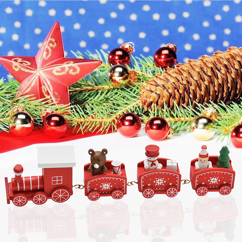 Christmas Decorations Christmas Wood Small Train Children Kindergarten Festive