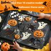 Halloween Cookie Cutter Set Stainless Steel Biscuit Molds with Pumpkin Bat Ghost Witch Hat for Party Cake Baking Decorations
