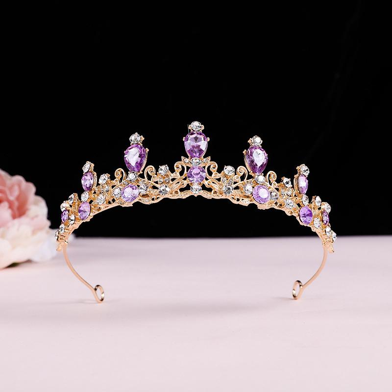 Elegant Colorful  Tiara Crown Women Girls Party Wedding Princess  Bridal Crown Hair Jewelry