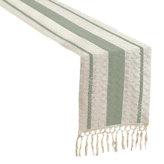 Nordic Style Table Runner Color Block Design Easy To Clean Table Flag with Tassel Christmas Dinner Table Accessory
