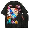 Neon Anime Fighter Graphic Vintage T-Shirt Casual Tee