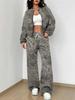 Outdoor Camouflage Autumn and Winter New European and American Women's Clothing Retro Printing Suit Women