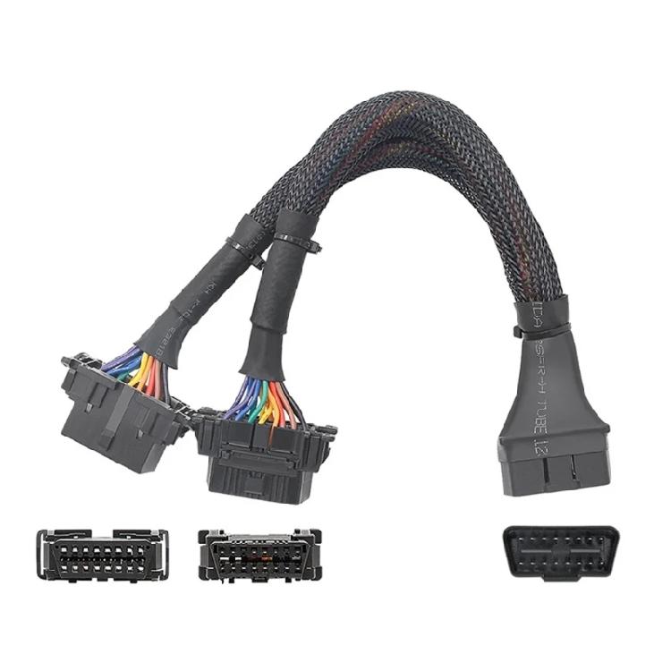 OBDII Extension Splitter Cord Adapter for Car Diagnostic Scanner OBD2 Splitter Cable 1 Male to 2 Female Extension Cable