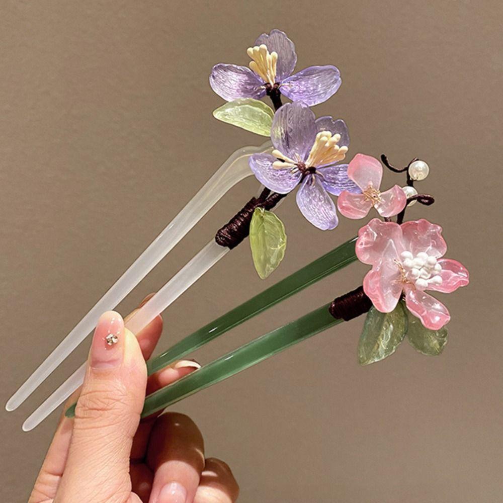 Hair Sticks for Buns Chinese Style Hair Stick Flower Hanfu Headwear U Shape Hairpin  Cheongsam