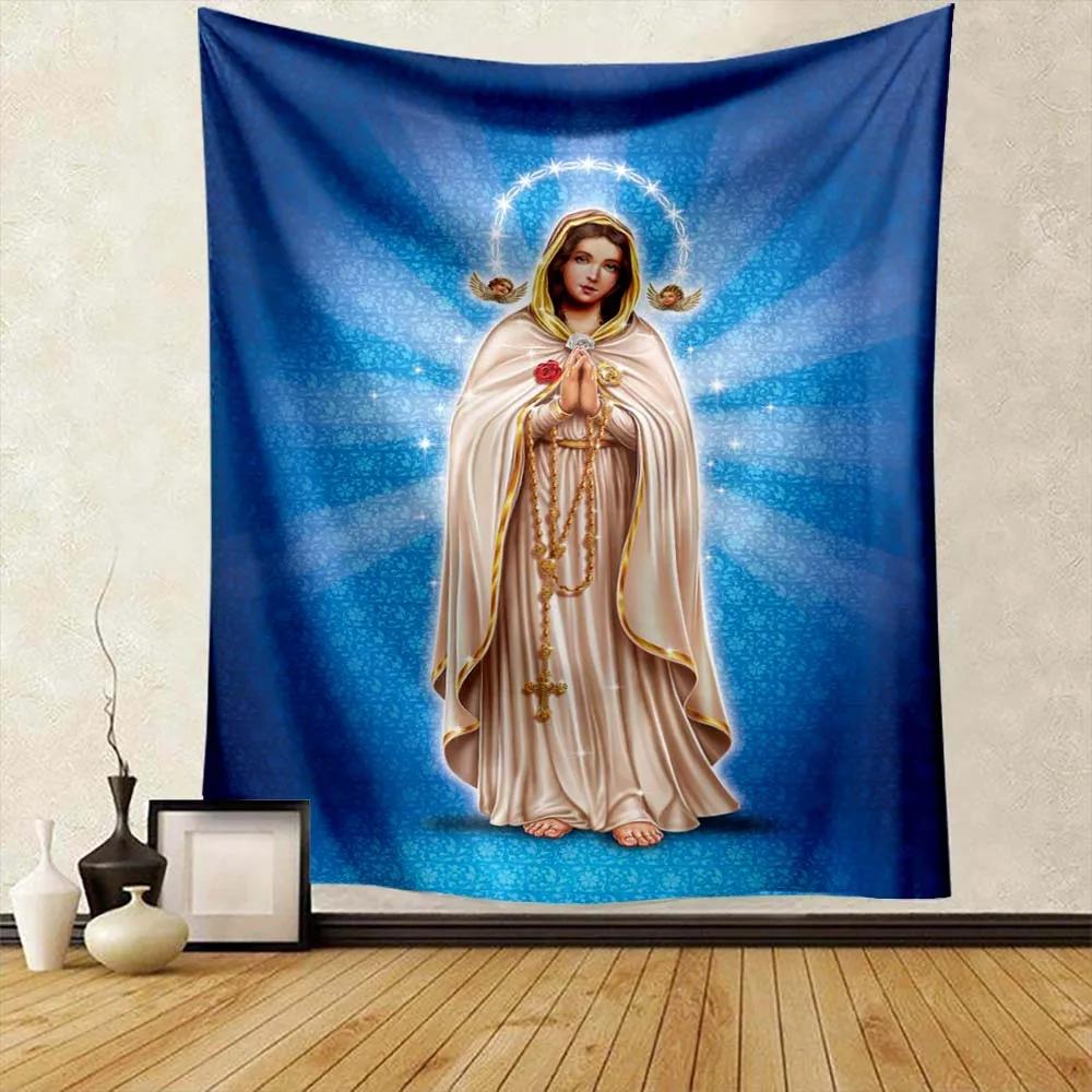 Mother of Christian Faith Jesus Tapestry for Bedroom Wall Apartment Wall Hanging Blessed Virgin Mary Living Room Decoration Gift