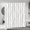 Modern Black And White Striped Corrugated Fabric Bathroom Shower Curtain,  Gradient Stripe, Bathroom Decorative Shower Curtain