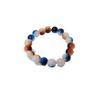 Modern Chinese Style Handmade Bracelet With Deep Sea Glass And Blue Tiger Stones Eye