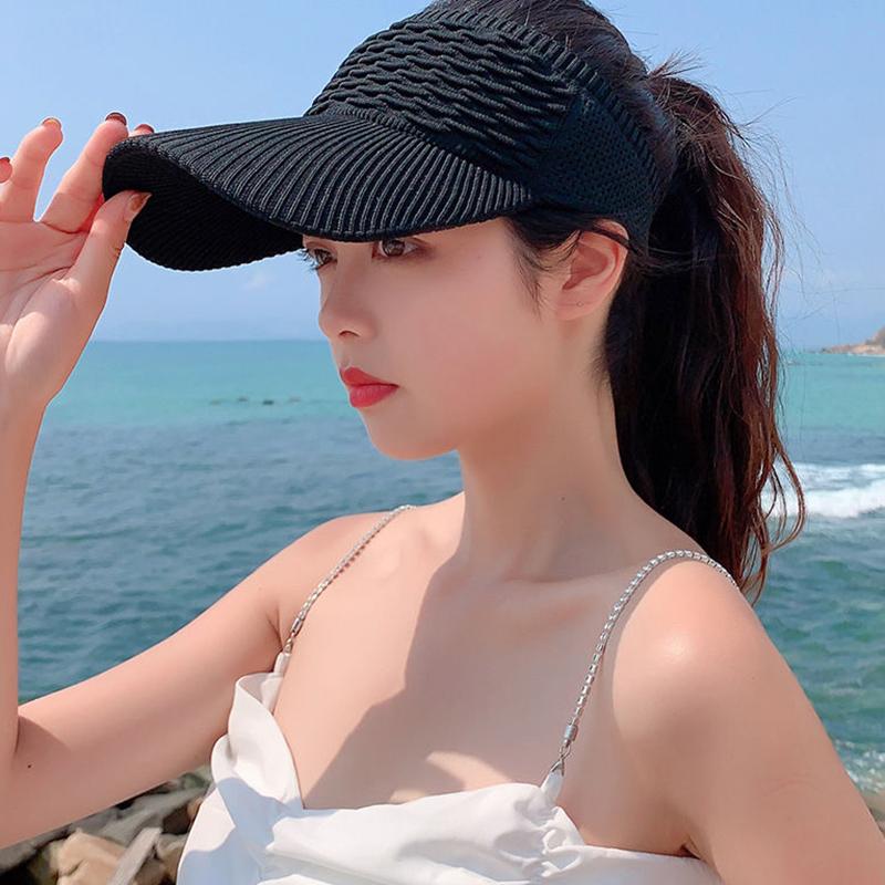 WTEMPO Summer Sun Protection Visor Cap Women Running Sports Travel Sun Hats Solid Color Casual Duckbill Cap Baseball Cap