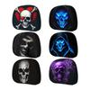 Skull Theme Car Headrest Covers, 2-Piece Polyester Set with Double-Sided Print for Seasonal Vehicle Cabin Style