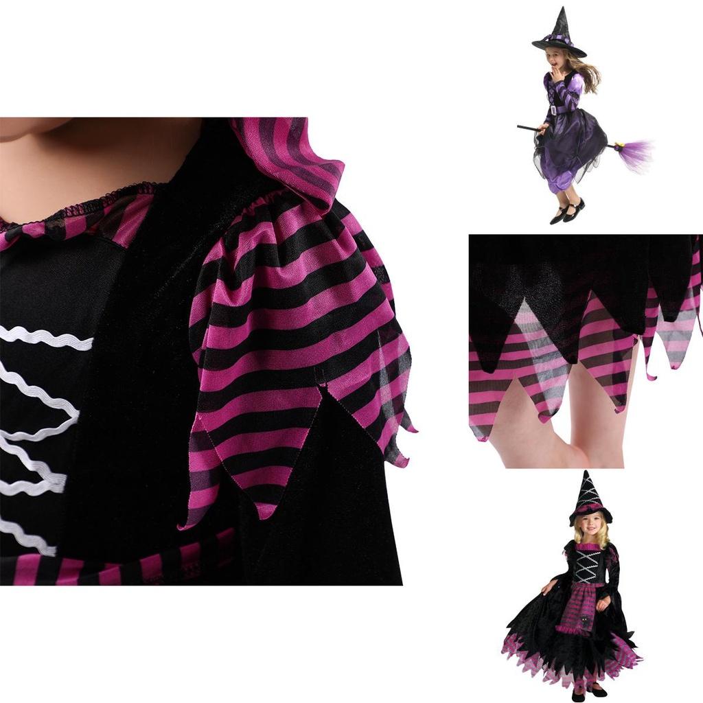 Exquisite Children's Halloween Witch Costume With Silky Fabric And Intricate Details