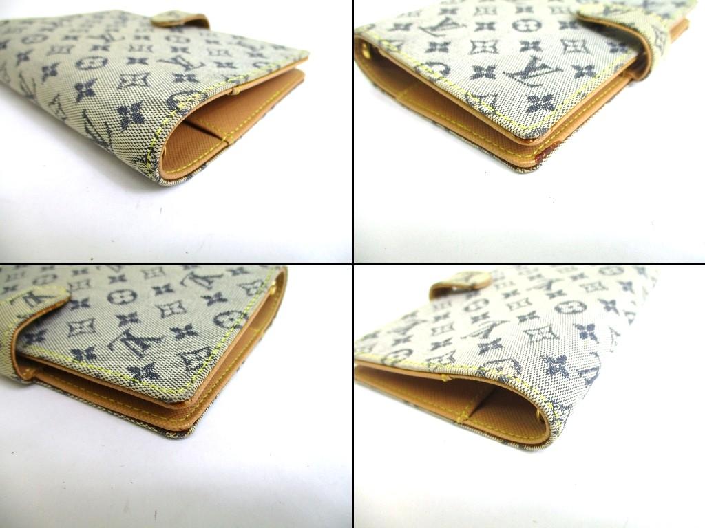 Authentic LOUIS VUITTON Monogram Mini Blue Document Holders Small Ring Agenda Cover #b082 Seller refurbished