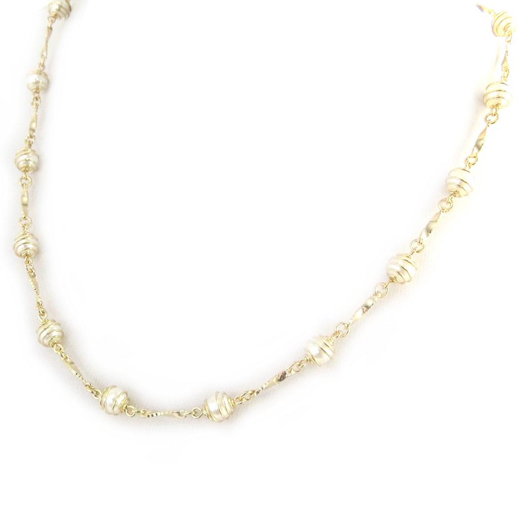 Les Trésors De Lily [M8861] - Ivory 'Sissi' Gold Plated Necklace (6 Mm)