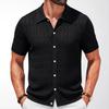 Herren Casual Kurzarmhemden Atmungsaktive Button-Down Poloshirt Tops Strandurlaub Leichte Hemden mit Kragen Sommer Strick Golfhemden für Herren