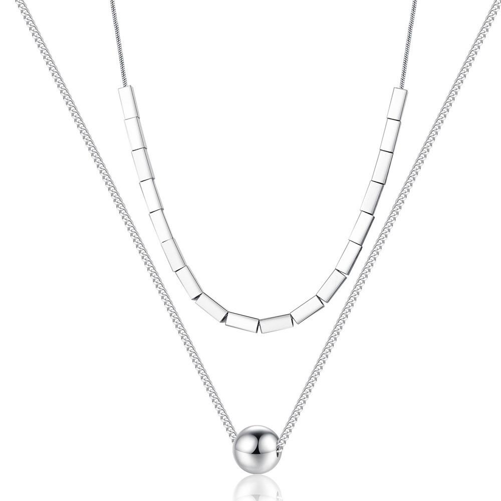 Trendy 2024 Geometric Shaped Titanium Steel Layered Necklace For Men And Women