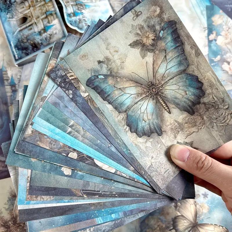 50sheets Retro Scrapbook Material Paper Hand Account DIY Collage Decoration Background Craft Paper