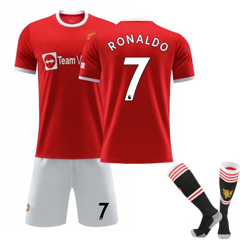 21-22 Červení ďáblové Domácí dres č.. 7 C Ronaldo 8 B Fee 10 Rashford Fotbalový potisk