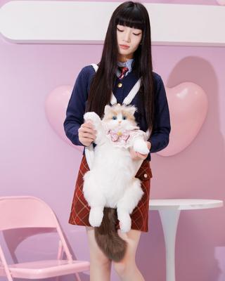 Chongker Handmade Cat-Shaped Backpack Plush Silicone Pads Pet Lovers