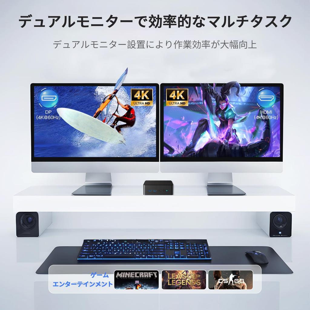 Fsjun Mini PC with MS 2024 Office Windows 11 Alder Lake N150 Intel Desktop PC with 4K Dual Display WIFI VESA Simultaneous Output To Two Compact 4 4