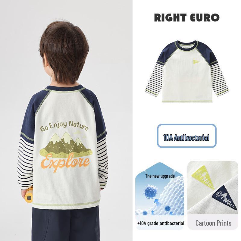 2026 Trendy Boys' Pure Cotton Long-Sleeve T-Shirt for Spring and Fall