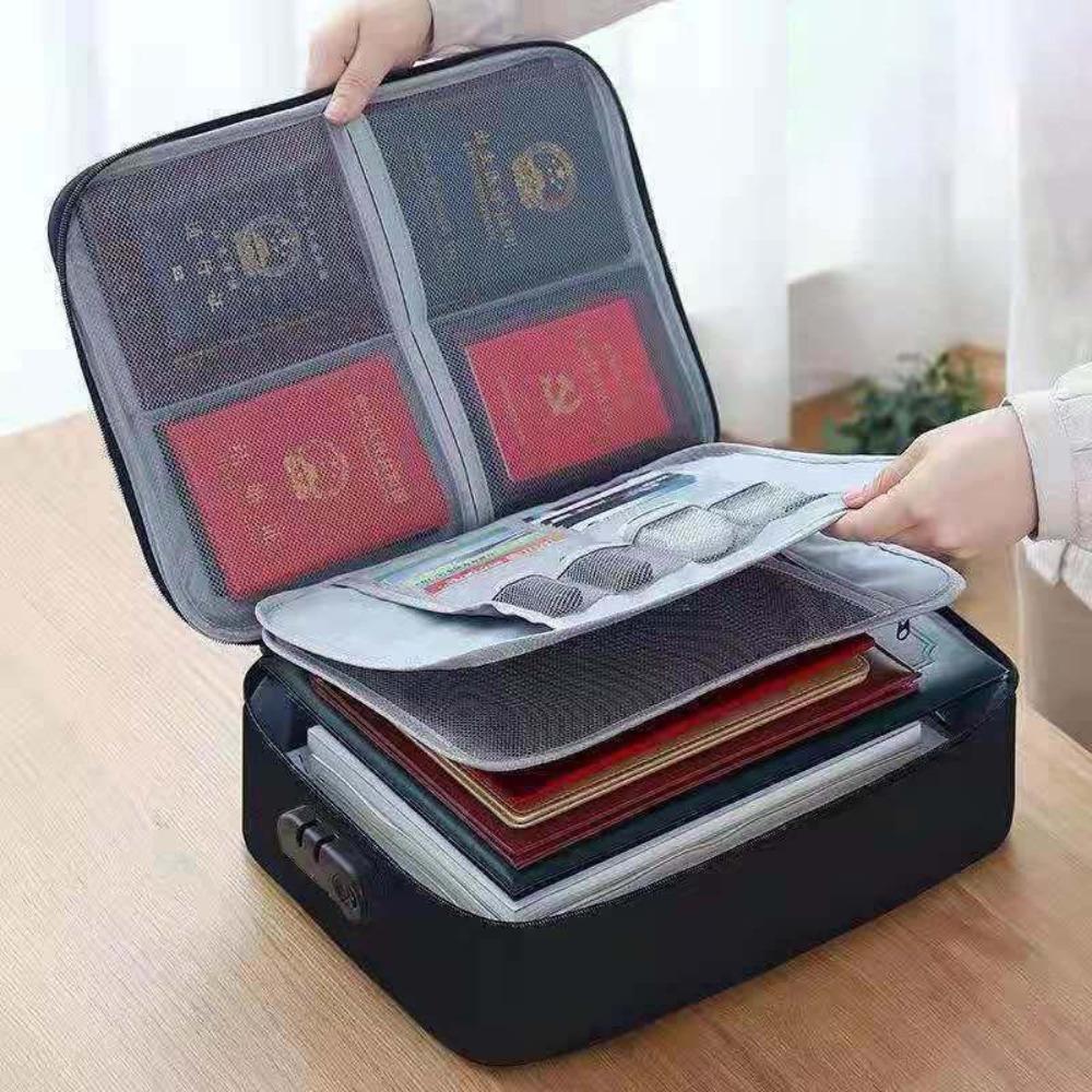 

Portable Lockable Document Storage Bag Large Capacity Travel Storage Case Card чёрный