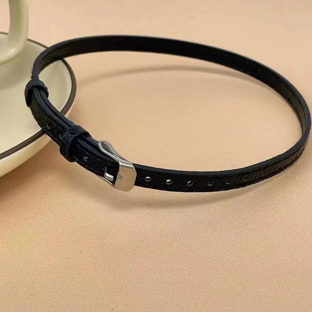 Texturovaná přezka opasku Náhrdelník Punk Tmavý Skládaný Kožený Jedinečný Y2K Náhrdelník Muži Ženy Jednoduchý Choker Šperky
