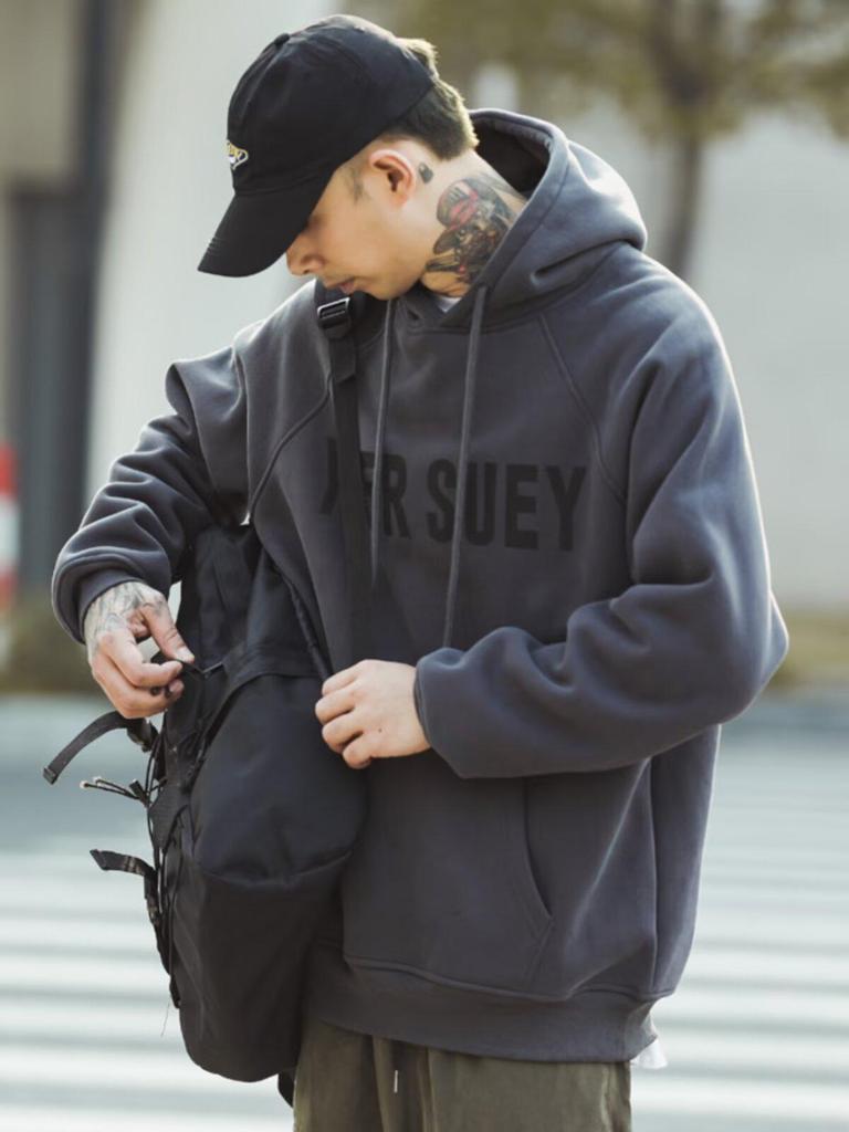 Men's Trendy Letter Print Hooded Sweatshirt - Autumn Slimming Casual Jacket