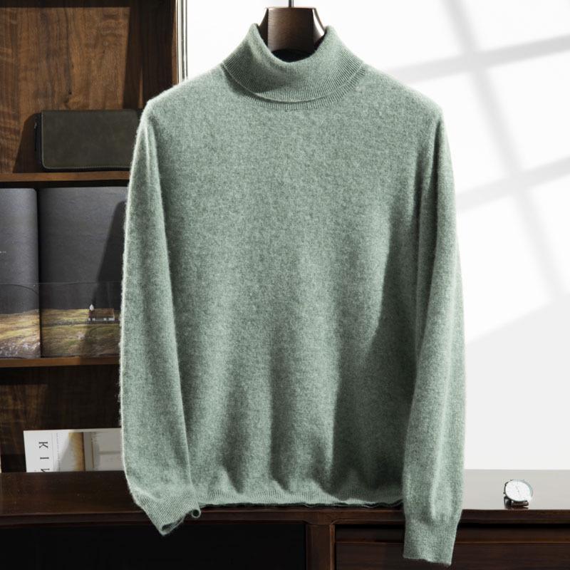 

Men s High-Neck Cashmere Sweater - Casual Autumn/Winter Base Layer, Long Sleeve, Pure Color, Loose Fit. S колір морської хвилі/зелений