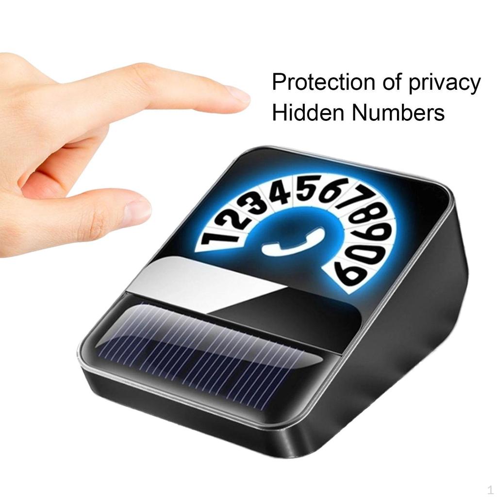 Car Phone Number Card Parking Plate Solar Powered Auto Accessories Temporary