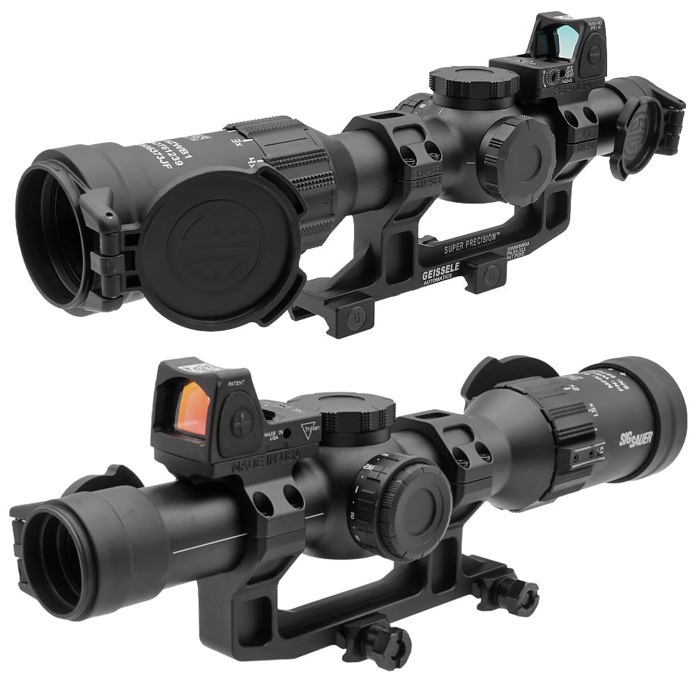 Ryohin Buhin 2-Piece Set: EVOLUTION GEAR GEISSELE 1.93" Scope Mount, Black & RMRSRO Mount Replica Set, Hard Anodized Finish, Metal