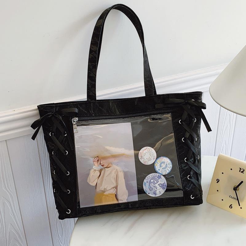 Large Capacity Tote Bag Female Sweet Girl Two-dimensional Transparent 2025 Spring and Summer Small Fresh Shoulder Armpit Bag