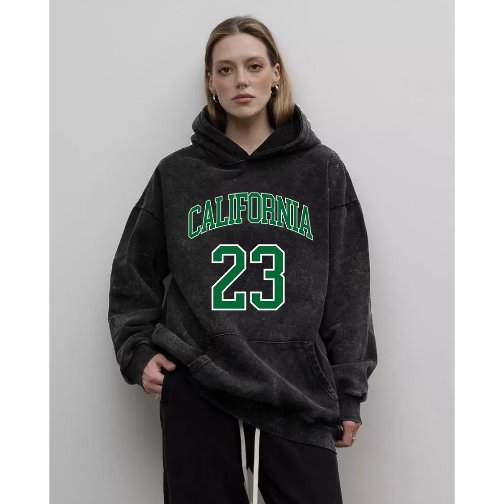 Art Letter California 23 Prints Women Washed Hoodies Cotton Oversized Streetwear Y2K Hoodie Hip Hop Hoody