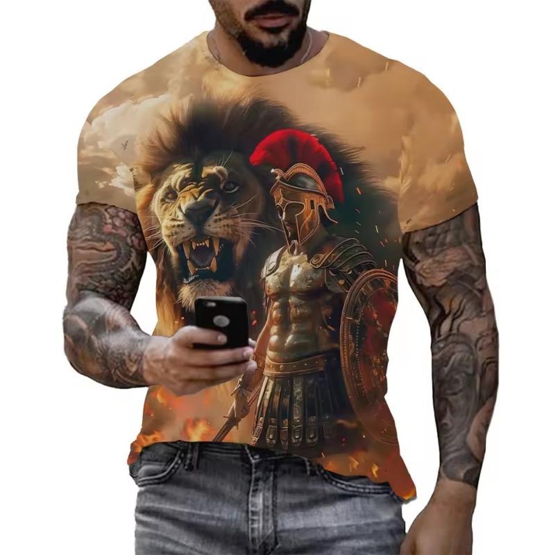 Forever Men Romeinse Gladiator Glorie T-shirt Sparta Soldaten Grafisch 3D Geprint T-shirt Empire Ronde Hals Korte Mouw Mannen Tops T-shirts XL