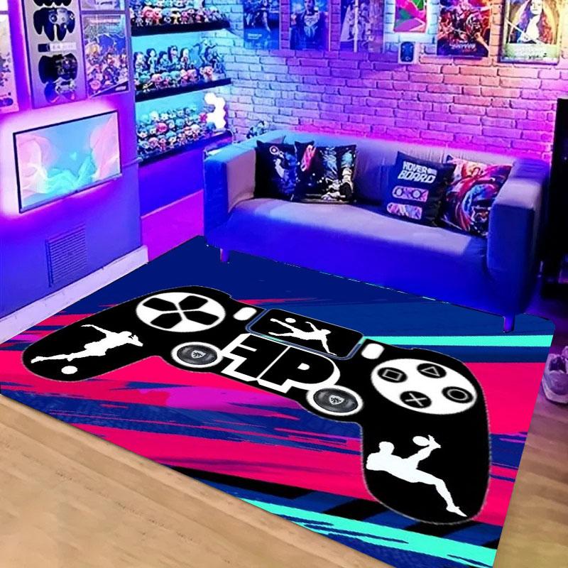 Alfombras HD para Área de Hogar para Gamers con Diseño de Mando de Juego, Alfombras de Piso Antideslizantes para Niños, Alfombra para Decoración Sala de Estar, Dormitorio, Salas de Juego, Cocina