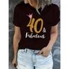 Womens Casual Short-Sleeve T-Shirt with A-Z Alphabet Letter Print - Round Neck Summer Blouse,