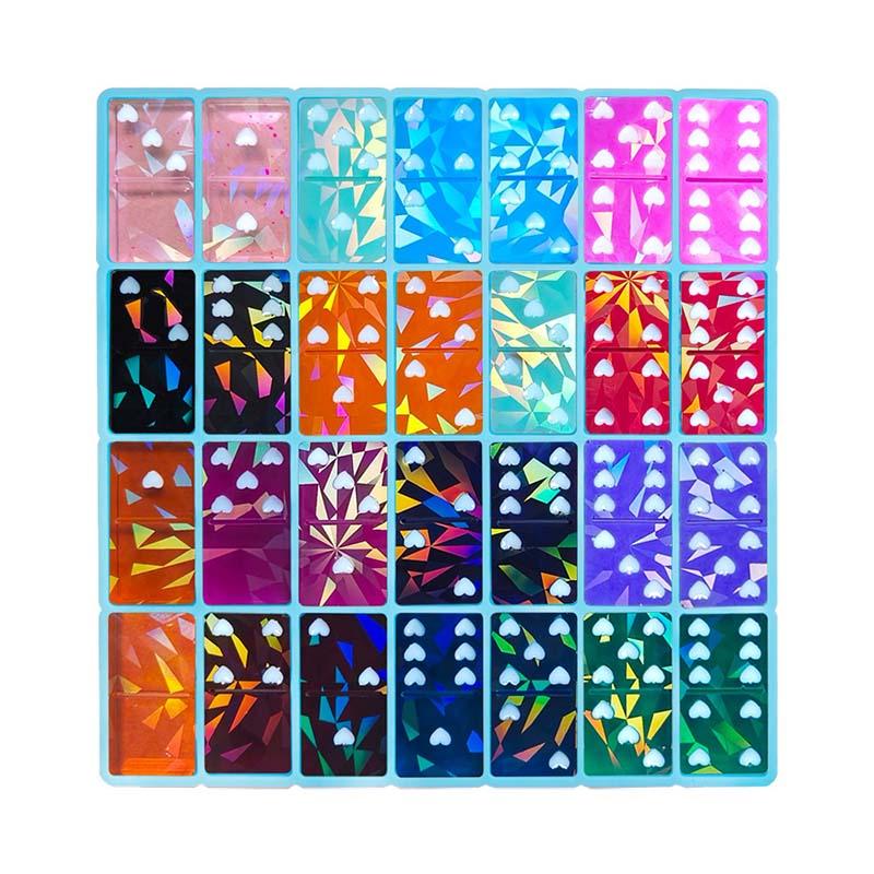 WTEMPO Mini Heart Shaped Dot Domino Silicone Molds DIY Laser Pattern Design Resin Molds Soft Handmade Liquid Molds Valentine's Day Holiday Gifts